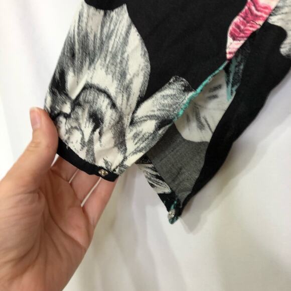 Kendall & Kylie Black Floral Romper Womens 8 Long Sleeve Boho Classy Shorts - Picture 6 of 7